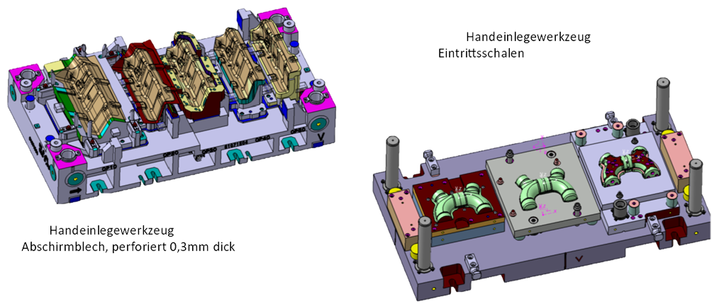 Handeinlegewerkzeug Abschirmblech und Eintrittsschalen